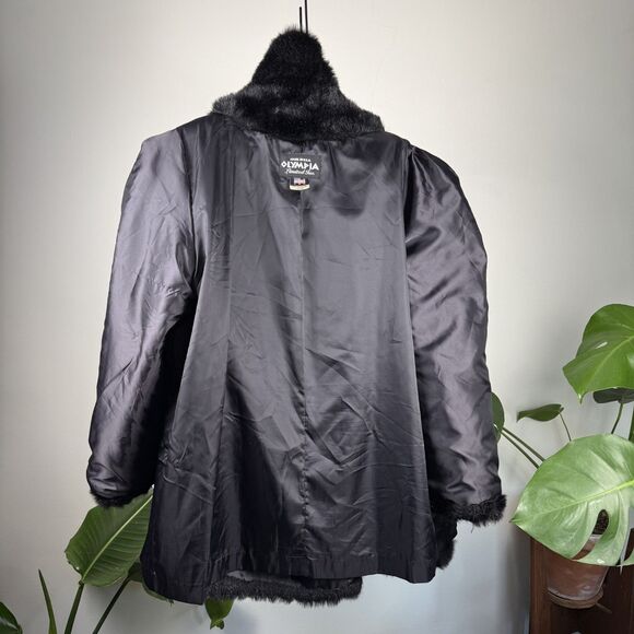 Vintage Black Faux Fur Coat | 80s 90s Plush Modacrylic Mod Jacket, USA Made - Picture 15 of 16